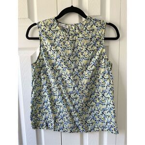 Equipment XS Floral Sleeveless Cotton Tank Top